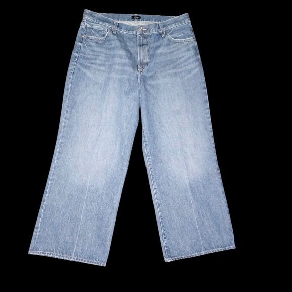 Express Wide Leg High Rise Rigid Jeans Light Wash Denim Women Size 16 S Casual - Picture 1 of 16